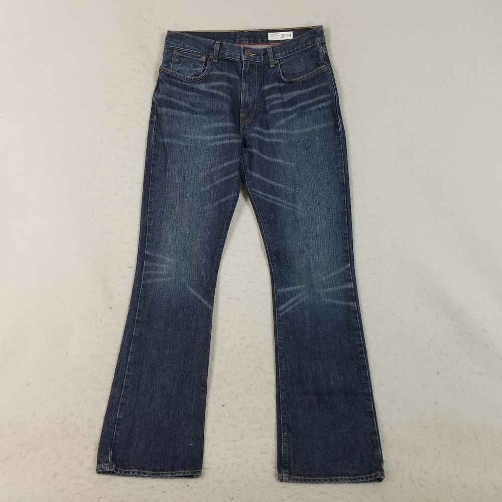 Cremieux Jeans Mens 32x34 Blue Bootcut Premium Denim Dark Wash Whiskered Cotton